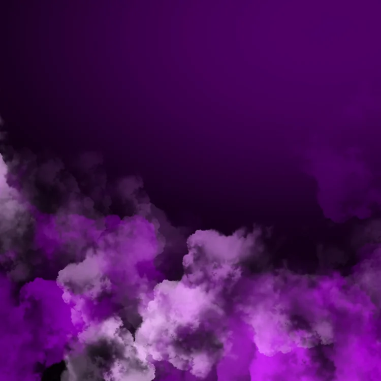 Pflaumenfarbener Smoke-Effekt als visueller Kontrast zur Pantone Trendfarbe 2026 Cloud Dancer.